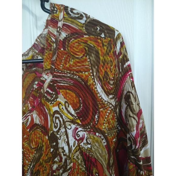 Catherines Woman 2X Semi Sheer Blouse V Tassel Neck 3/4 Sleeve Paisley Tunic Top - Picture 5 of 9